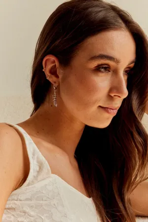 Silver Purple Stone Drop Earrings