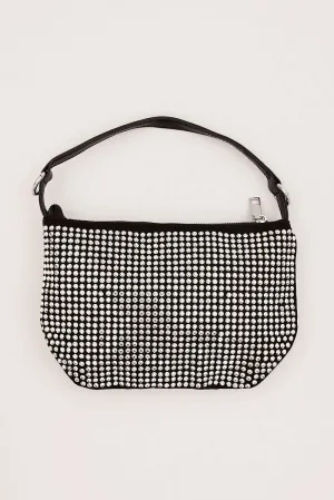 Silver Rhinestone Decor Shoulder Bag