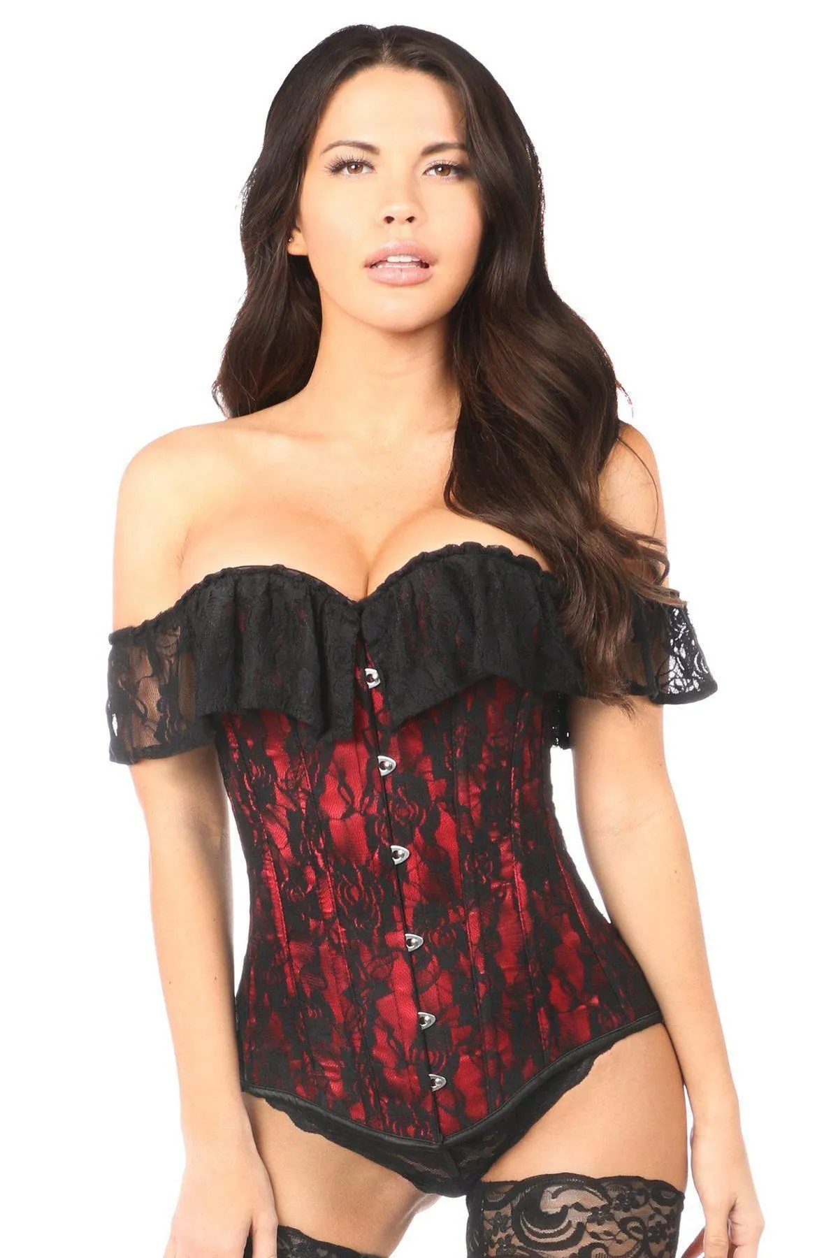 SS-Lavish Red Lace Off-The-Shoulder Corset