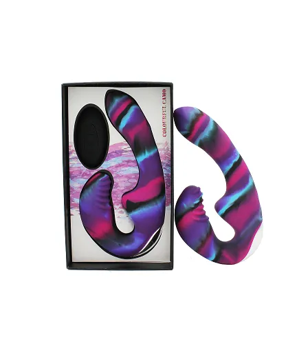 Tandem Strapless Strap-On Vibrator Lesbian Double Ended Pegging Dildo Sex Toy
