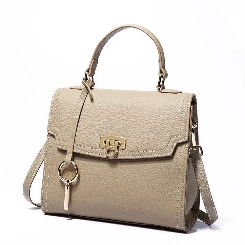 Top Layer Cattlehide Leather Fashion Portable Crossbody Small Square Bag