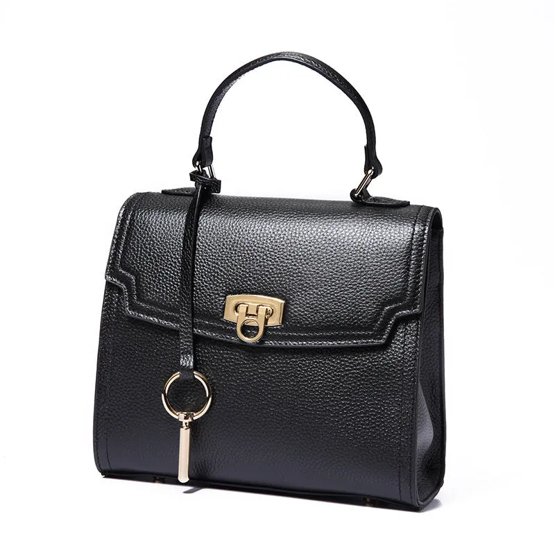 Top Layer Cattlehide Leather Fashion Portable Crossbody Small Square Bag