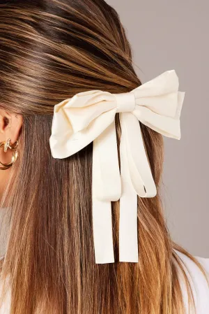 White Bow Hair Clip