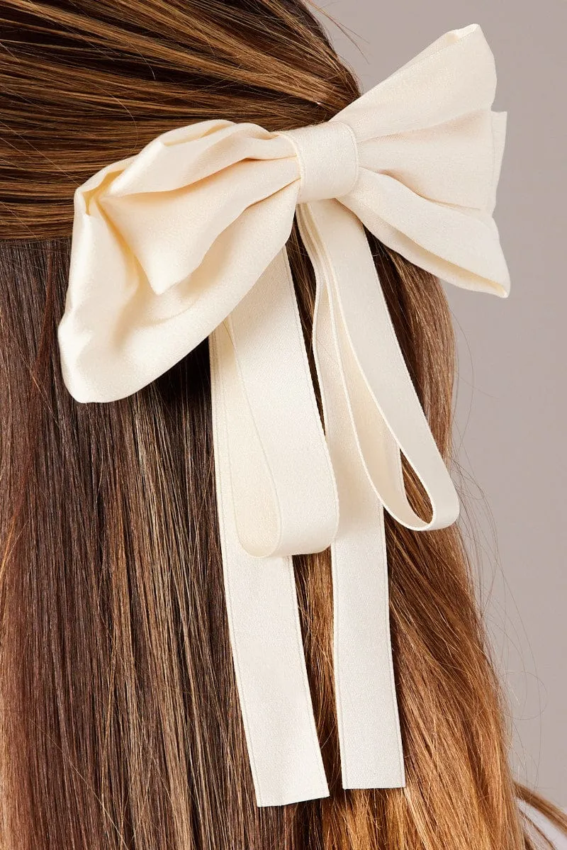 White Bow Hair Clip