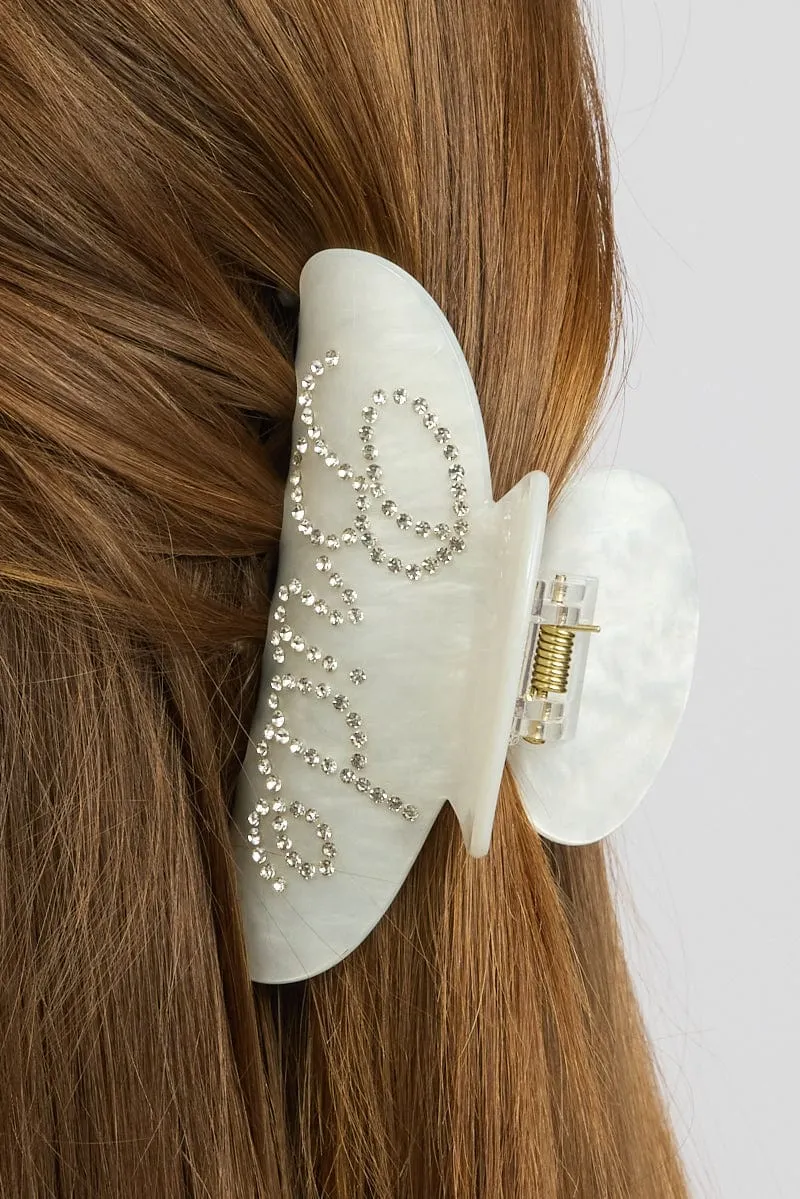 White Bride Claw Clip