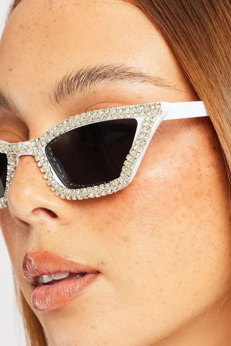 White Cat Eye Sunglasses